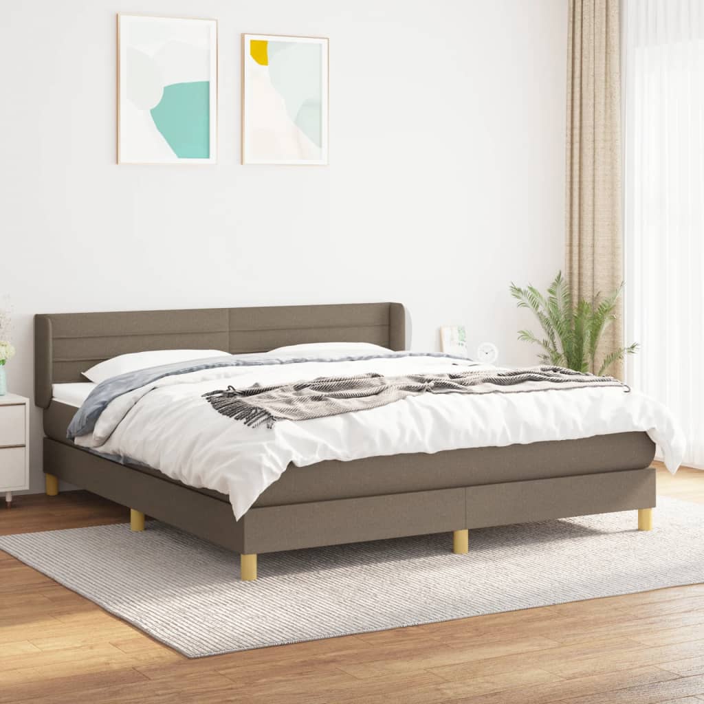 Boxspringbett Mit Matratze Stoff Taupe