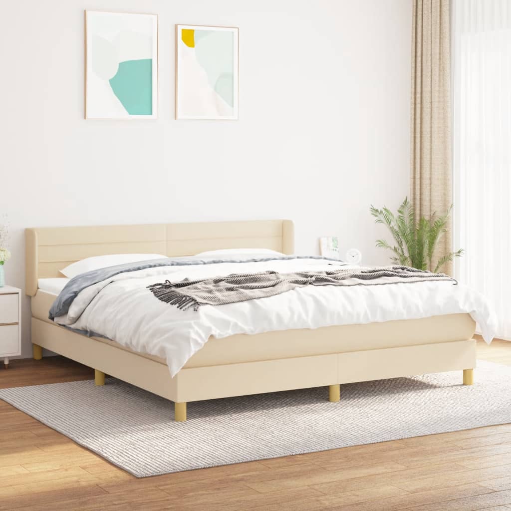 Boxspringbett Mit Matratze Stoff Creme