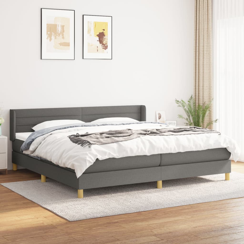 Boxspringbett Mit Matratze Stoff Dunkelgrau
