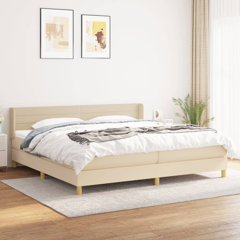 Boxspringbett Mit Matratze Stoff Creme