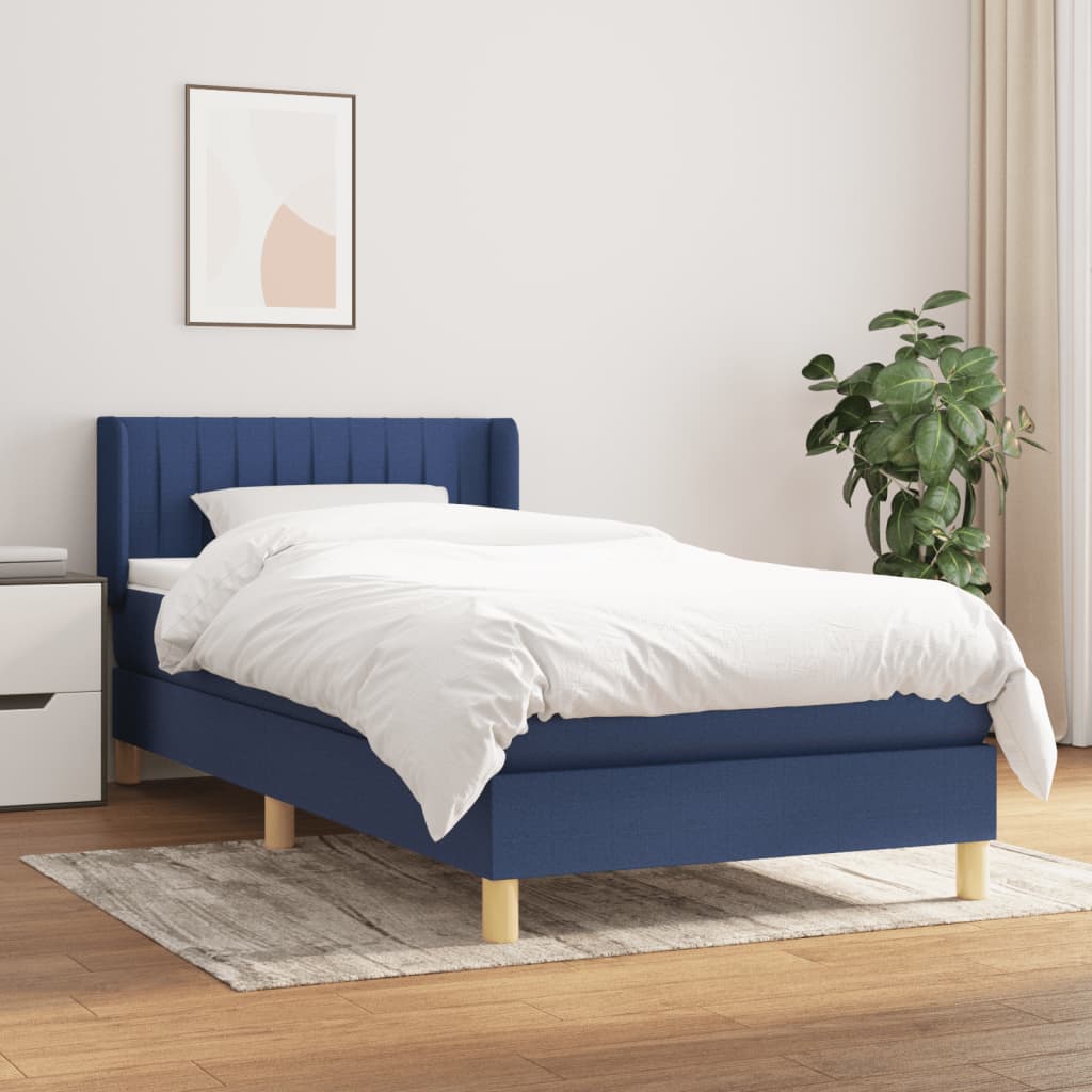 Boxspringbett Mit Matratze Stoff Blau