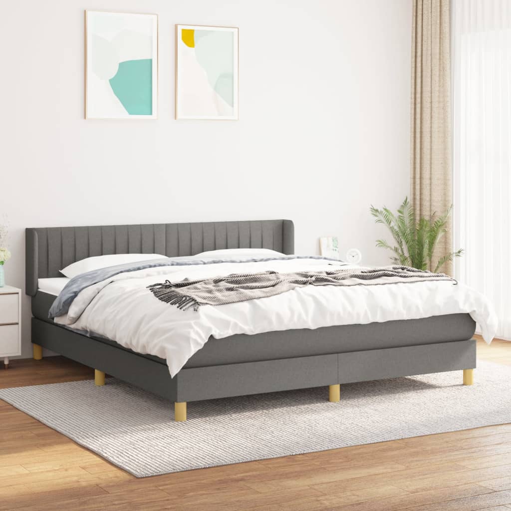 Boxspringbett Mit Matratze Stoff Dunkelgrau
