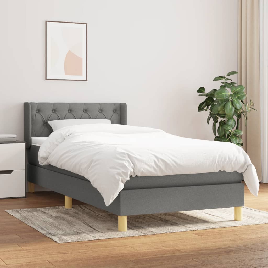 Boxspringbett Mit Matratze Stoff Dunkelgrau