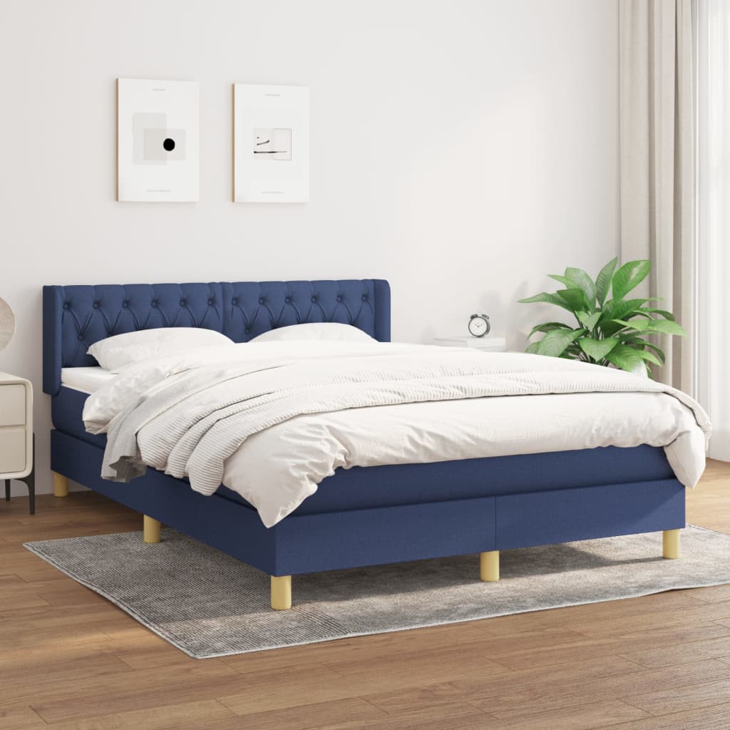 Boxspringbett Mit Matratze Stoff Blau