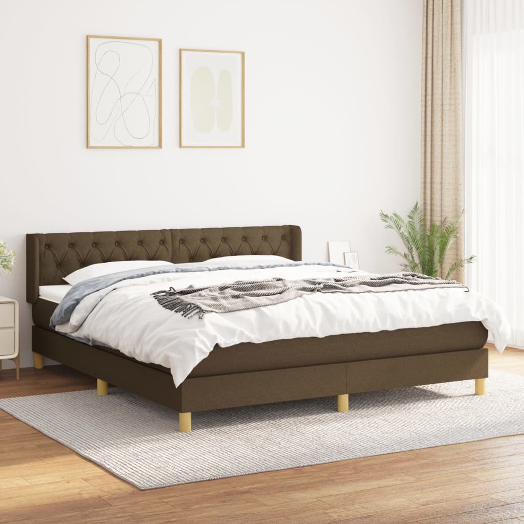 Boxspringbett Mit Matratze Stoff Dunkelbraun