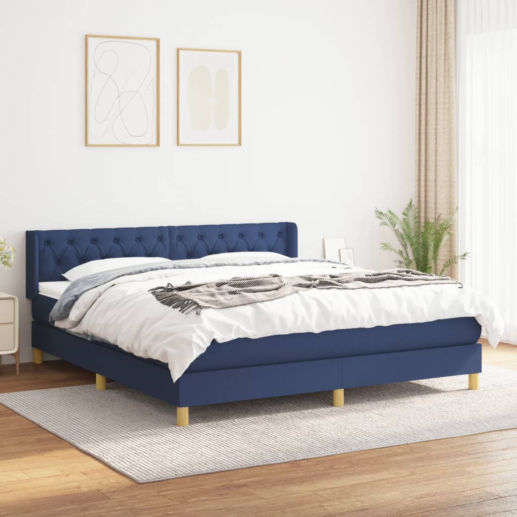 Boxspringbett Mit Matratze Stoff Blau
