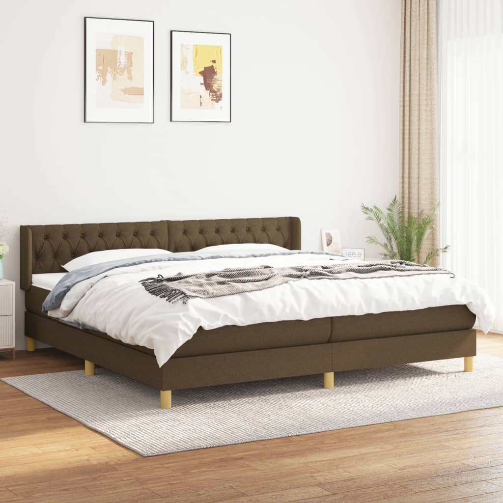 Boxspringbett Mit Matratze Stoff Dunkelbraun