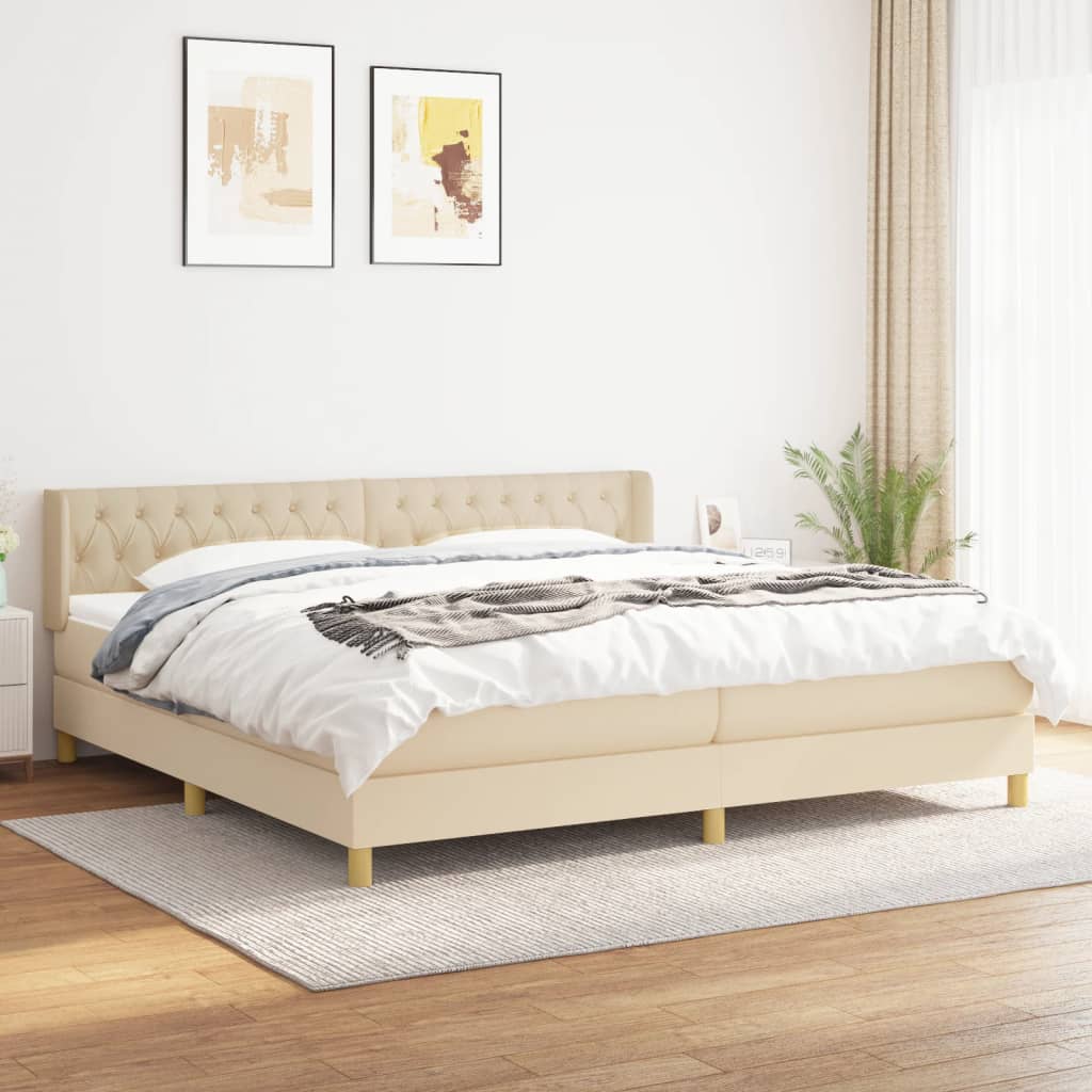 Boxspringbett Mit Matratze Stoff Creme