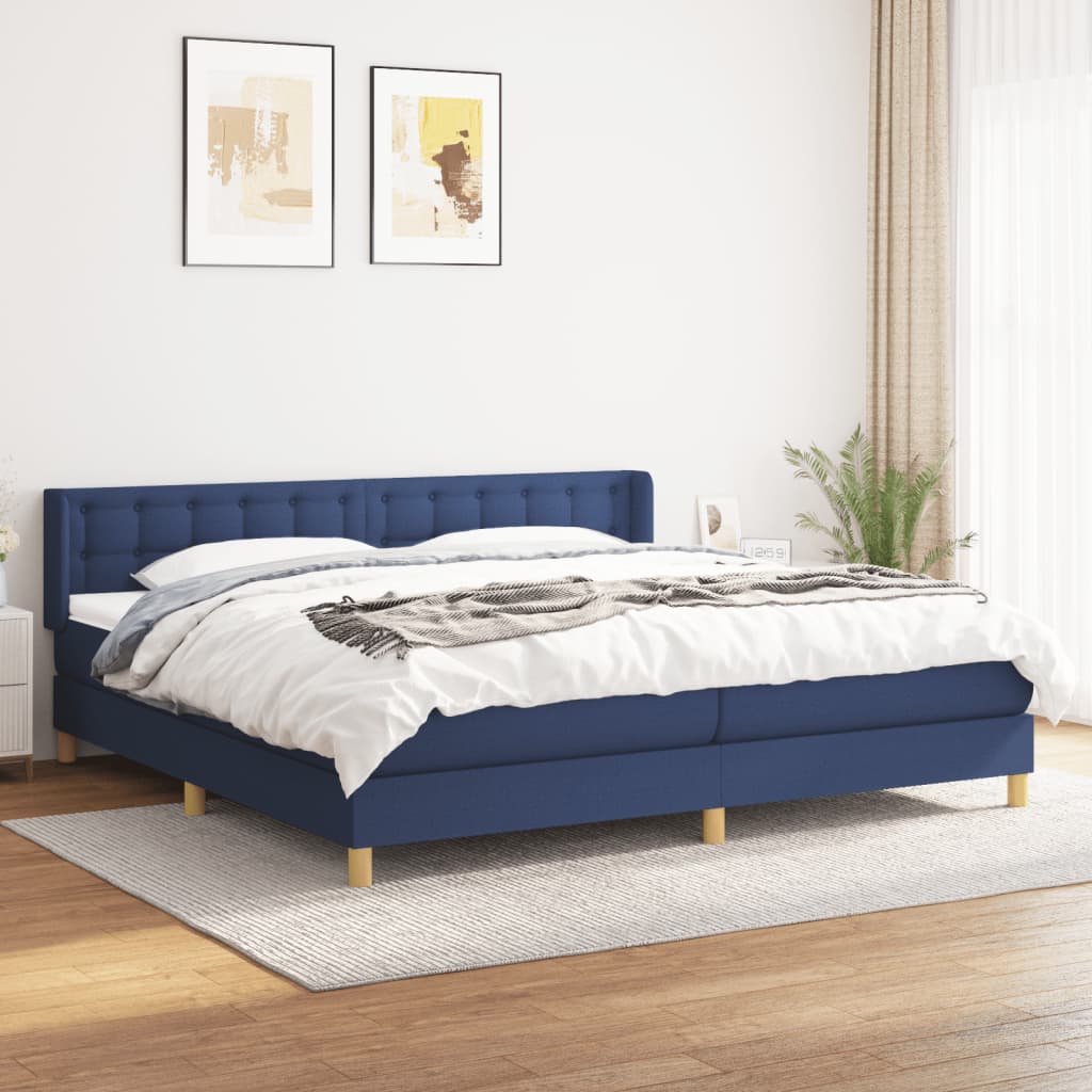 Boxspringbett Mit Matratze Stoff Blau