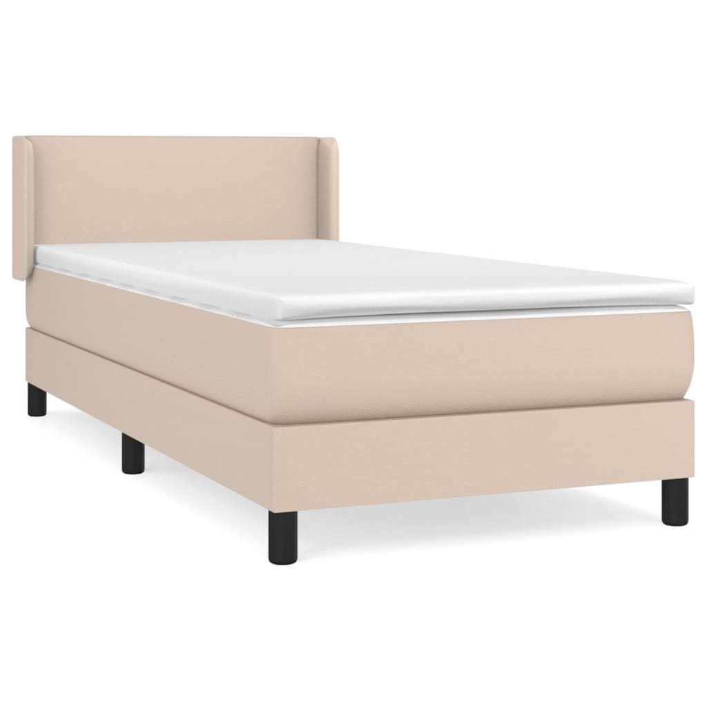 Boxspringbett Mit Matratze -Braun 90X200Cm Kunstleder Cappuccino