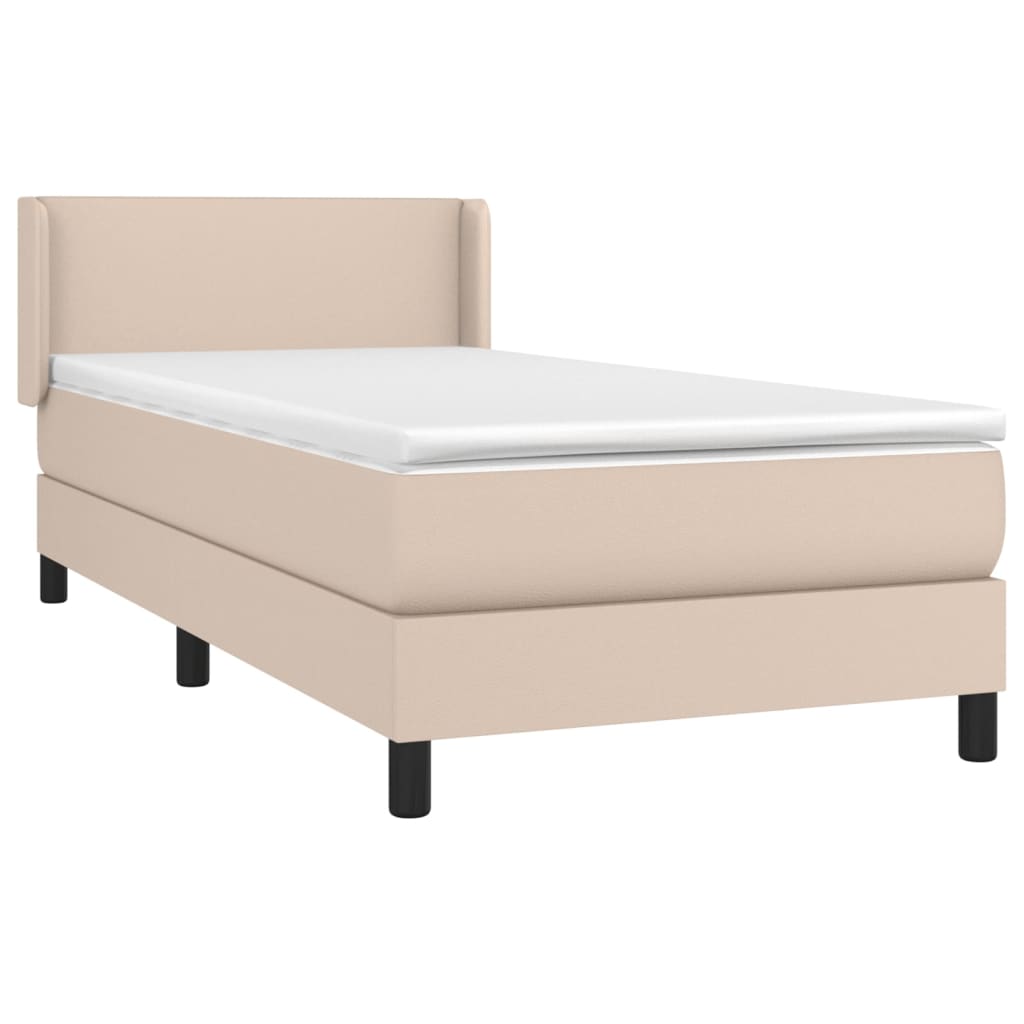 Boxspringbett Mit Matratze -Braun 90X200Cm Kunstleder Cappuccino