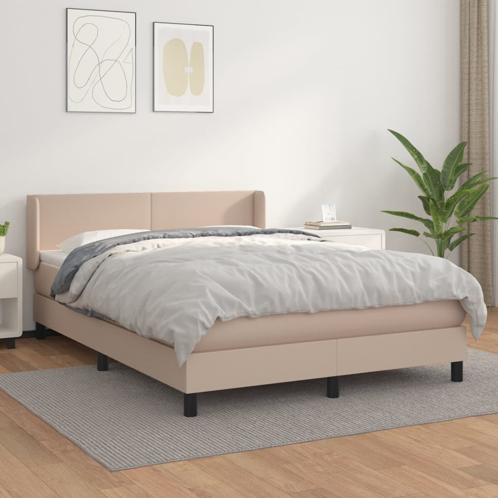 Boxspringbett Mit Matratze -Braun 90X200Cm Kunstleder Cappuccino