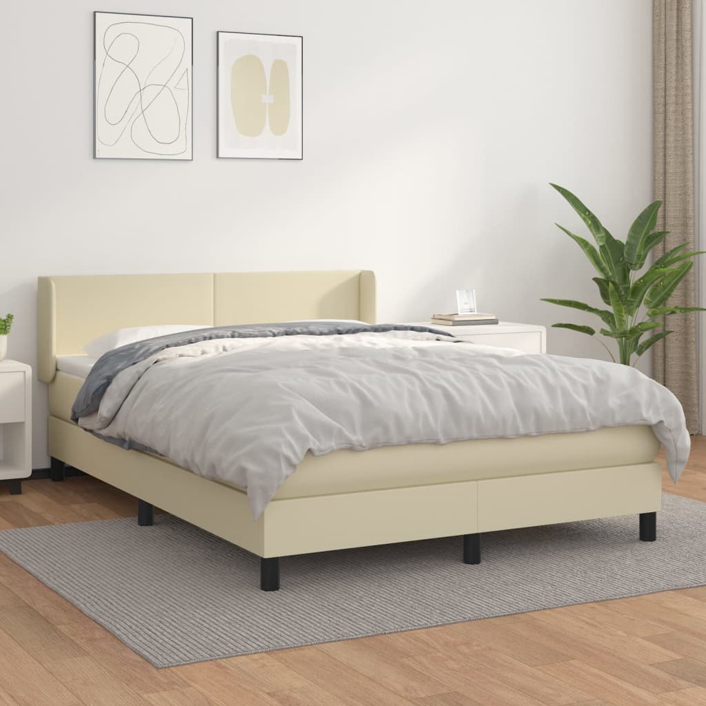 Boxspringbett Mit Matratze Kunstleder Creme