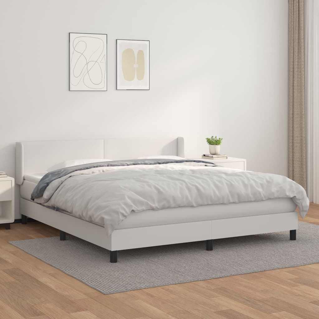 Boxspringbett Mit Matratze Kunstleder Weiß