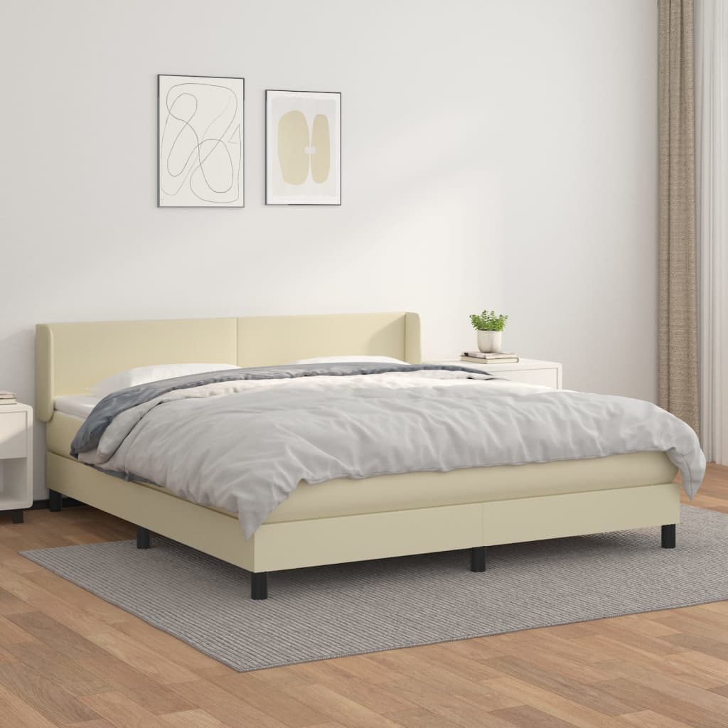 Boxspringbett Mit Matratze Kunstleder Creme