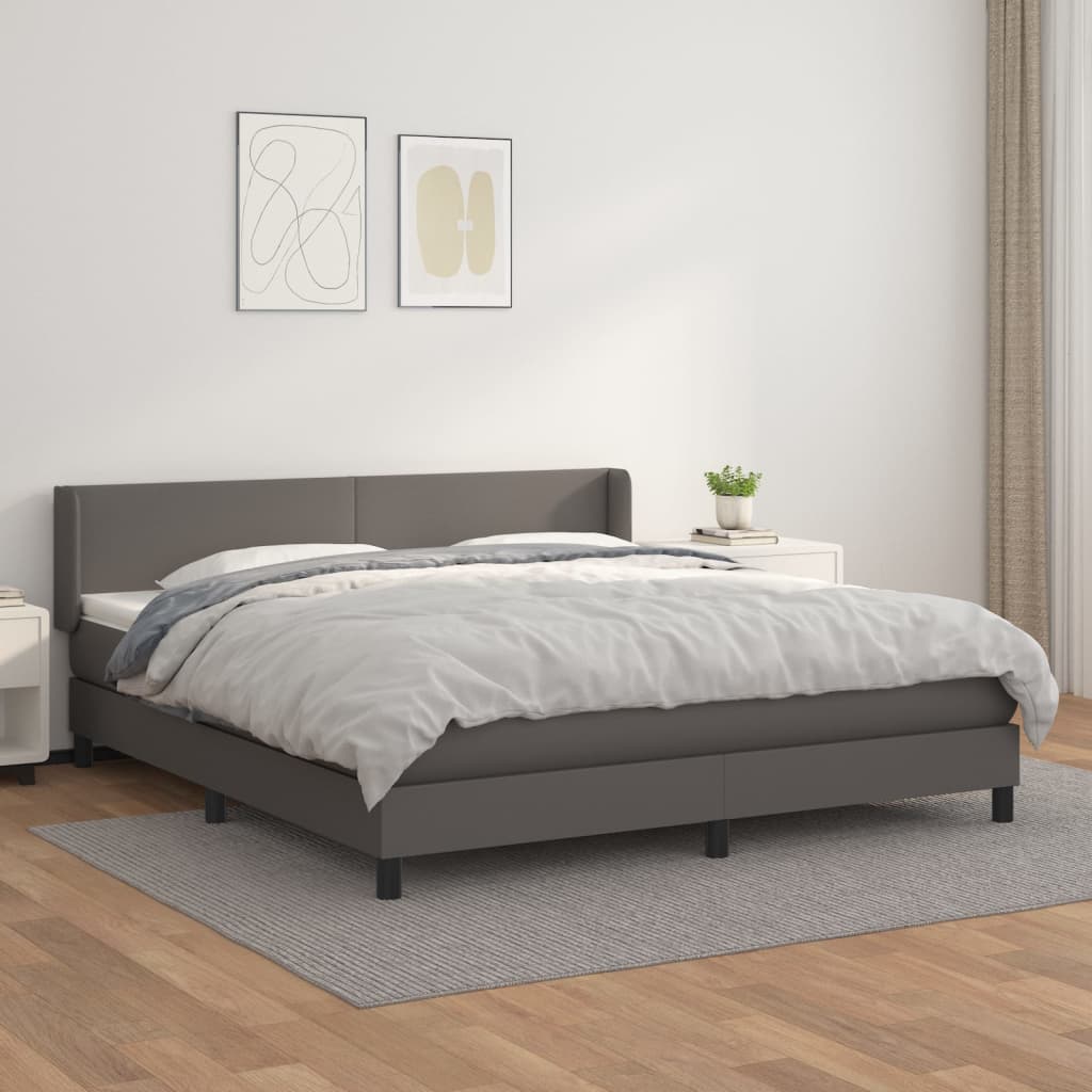 Boxspringbett Mit Matratze Kunstleder Grau