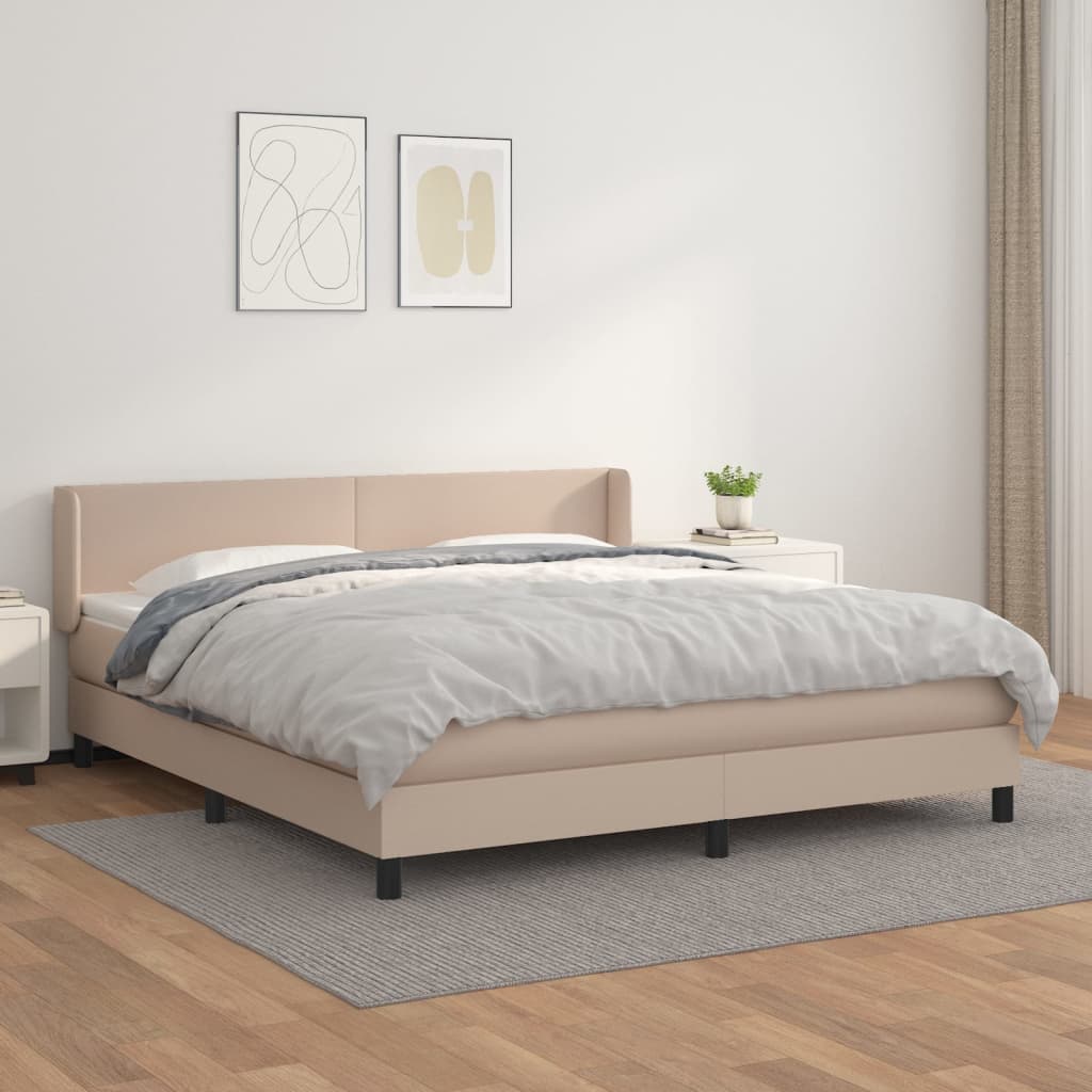 Boxspringbett Mit Matratze -Braun 90X200Cm Kunstleder Cappuccino