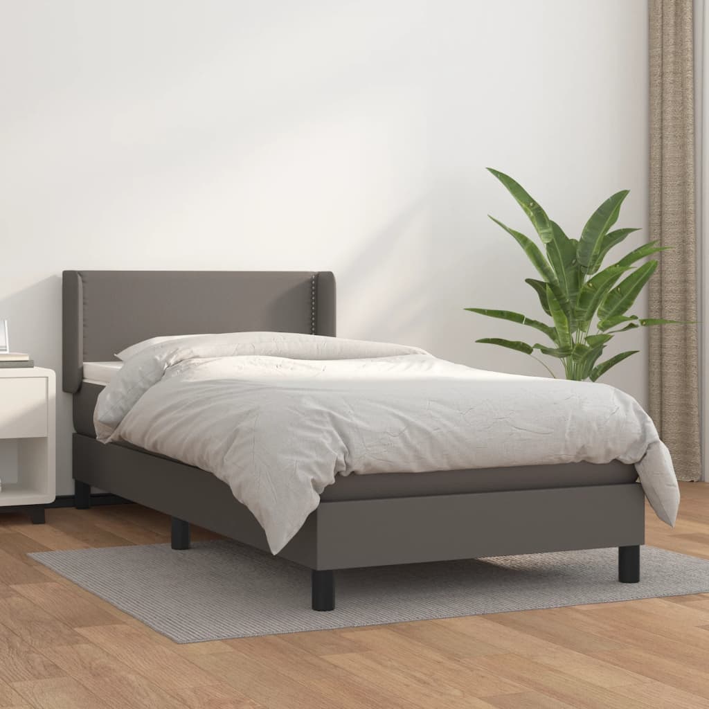 Boxspringbett Mit Matratze Kunstleder Grau
