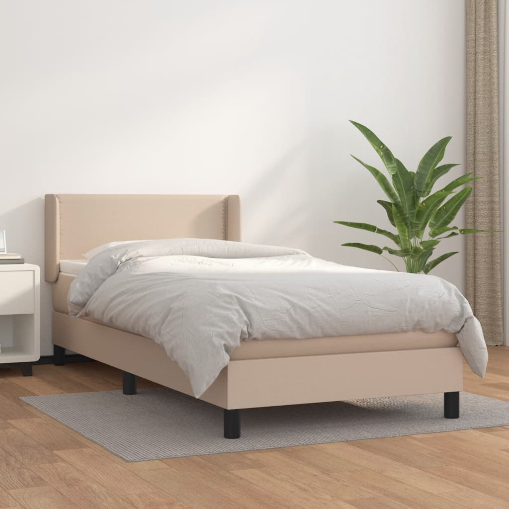 Boxspringbett Mit Matratze -Braun 90X200Cm Kunstleder Cappuccino
