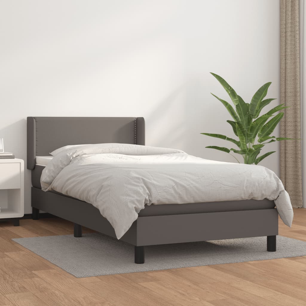 Boxspringbett Mit Matratze Kunstleder Grau