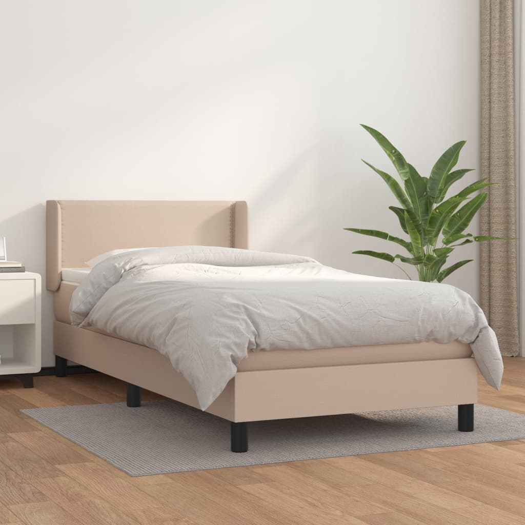 Boxspringbett Mit Matratze -Braun 90X200Cm Kunstleder Cappuccino