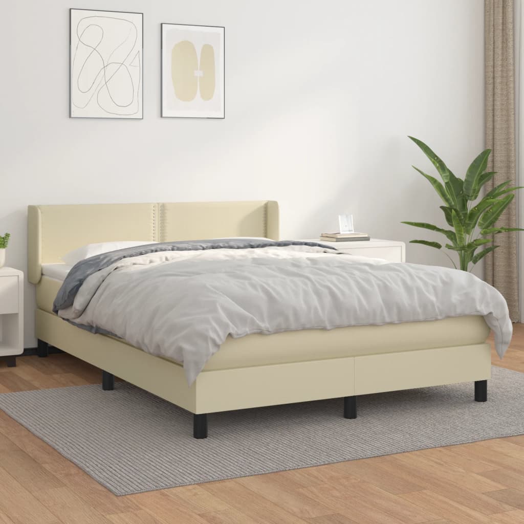 Boxspringbett Mit Matratze Kunstleder Creme