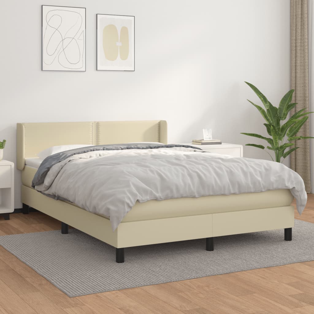 Boxspringbett Mit Matratze Kunstleder Creme