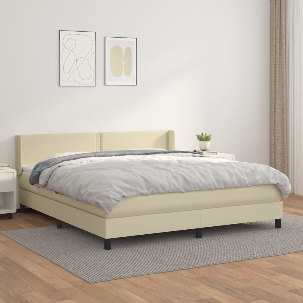 Boxspringbett Mit Matratze Kunstleder Creme