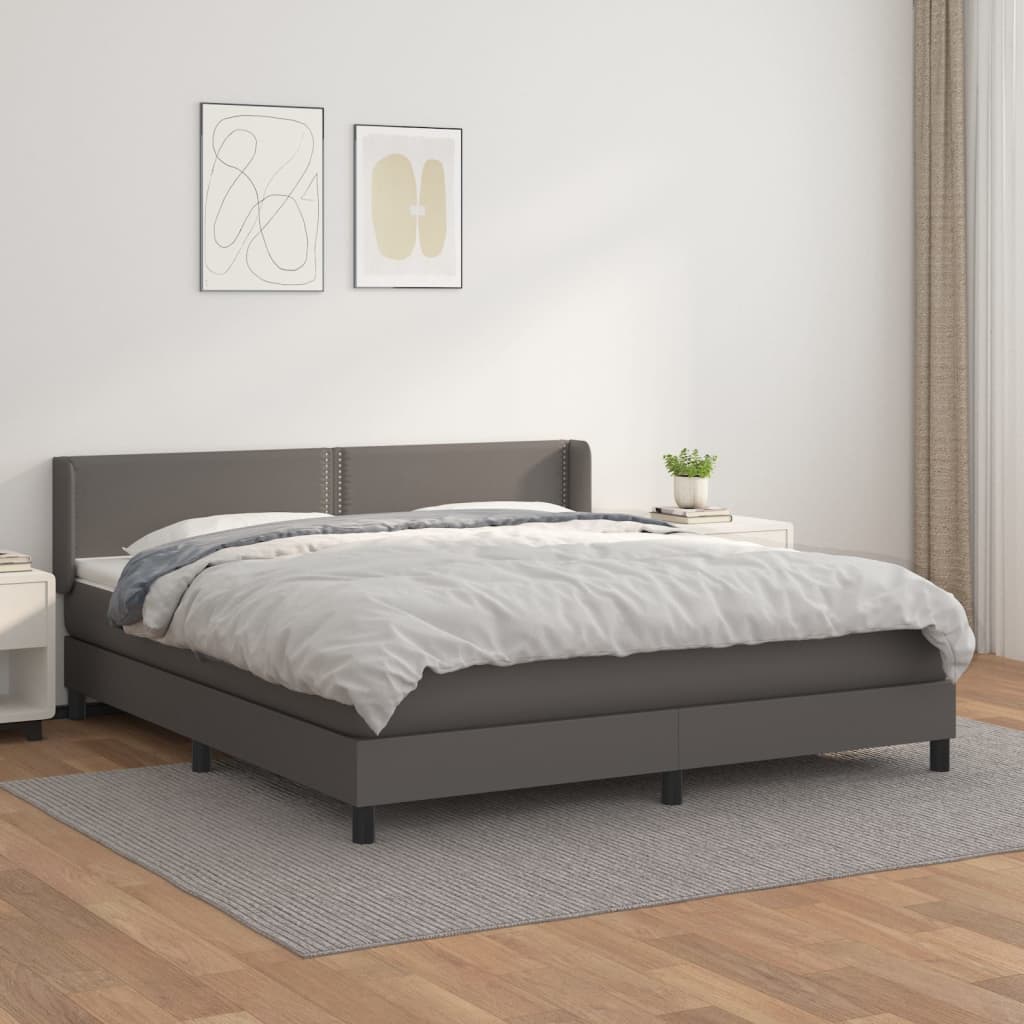 Boxspringbett Mit Matratze Kunstleder Grau