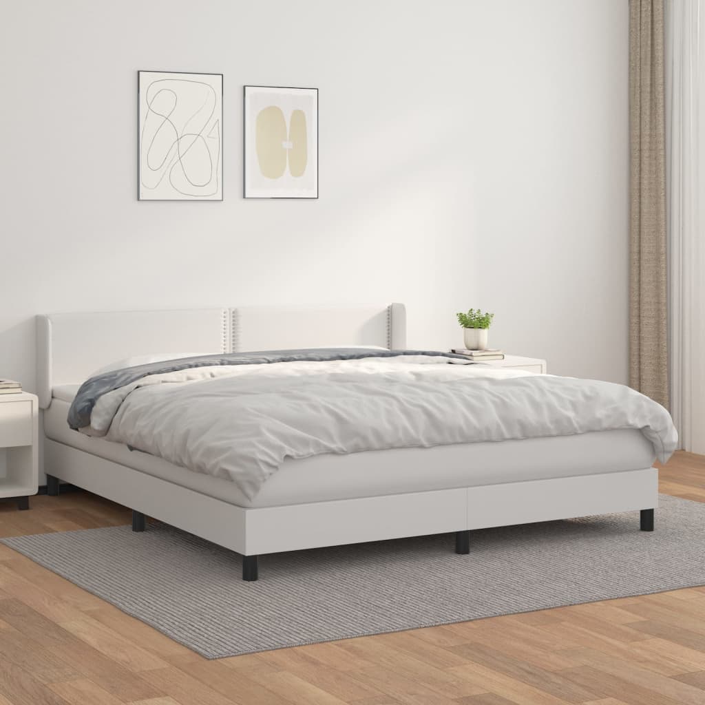 Boxspringbett Mit Matratze Kunstleder Weiß