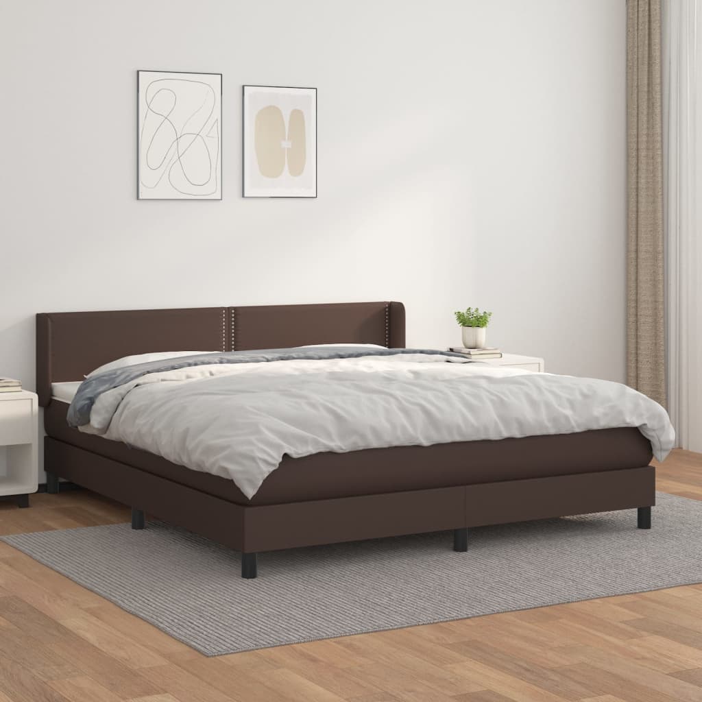 Boxspringbett Mit Matratze Kunstleder Braun