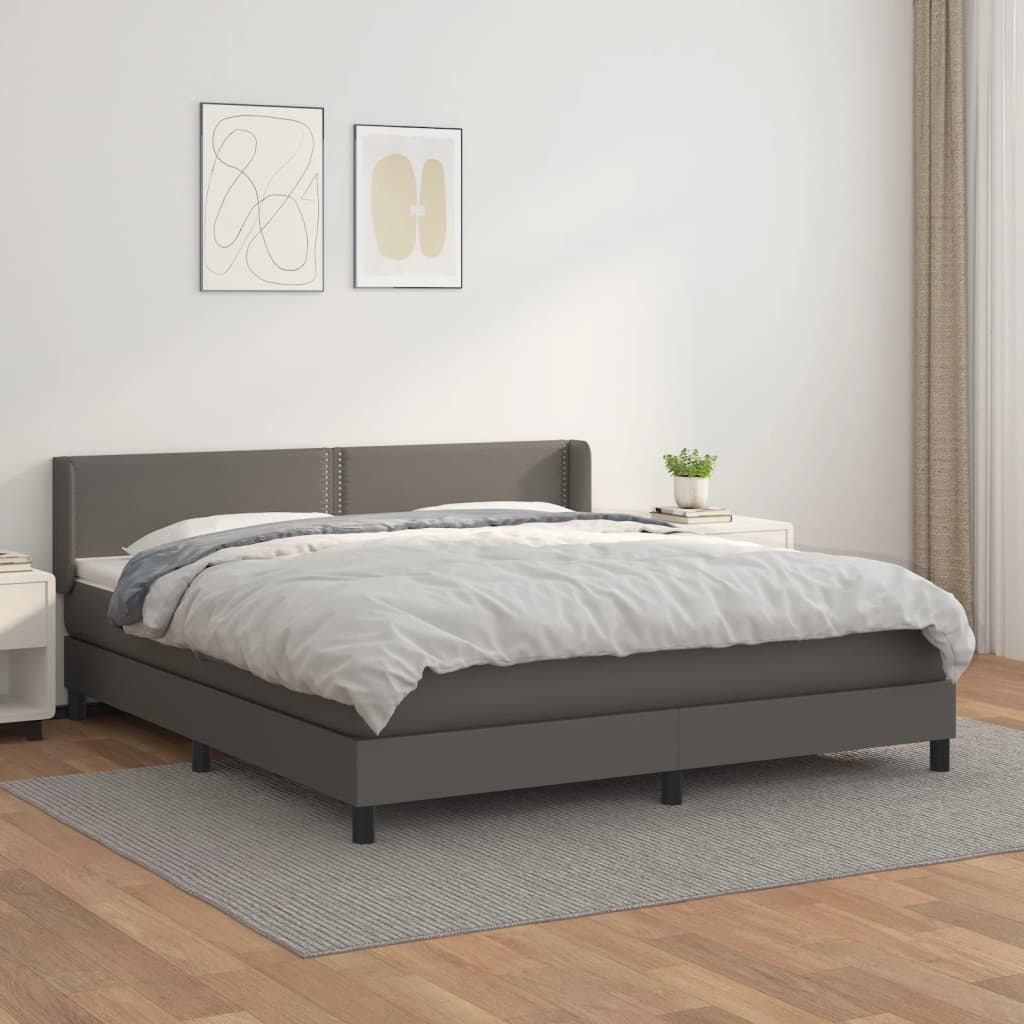 Boxspringbett Mit Matratze Kunstleder Grau