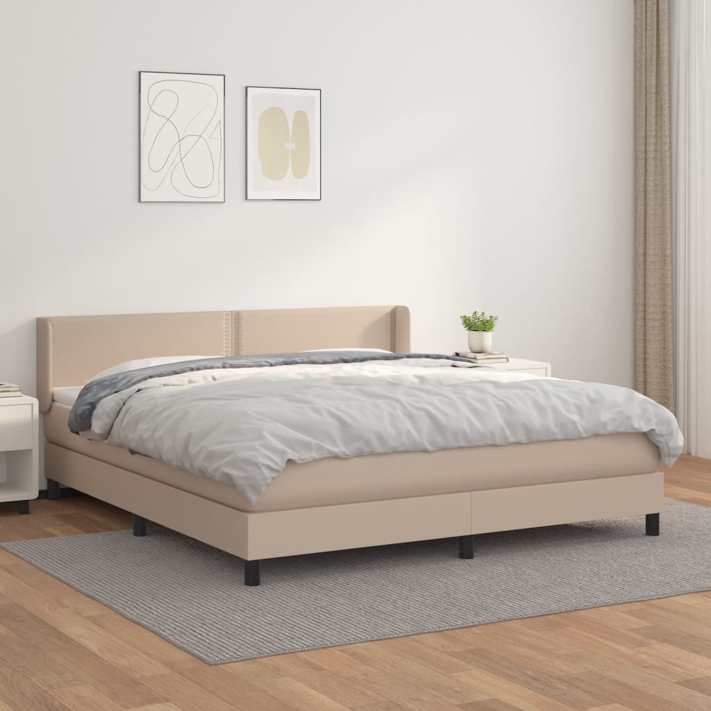 Boxspringbett Mit Matratze -Braun 90X200Cm Kunstleder Cappuccino