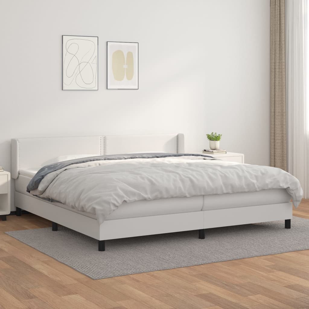 Boxspringbett Mit Matratze Kunstleder Weiß