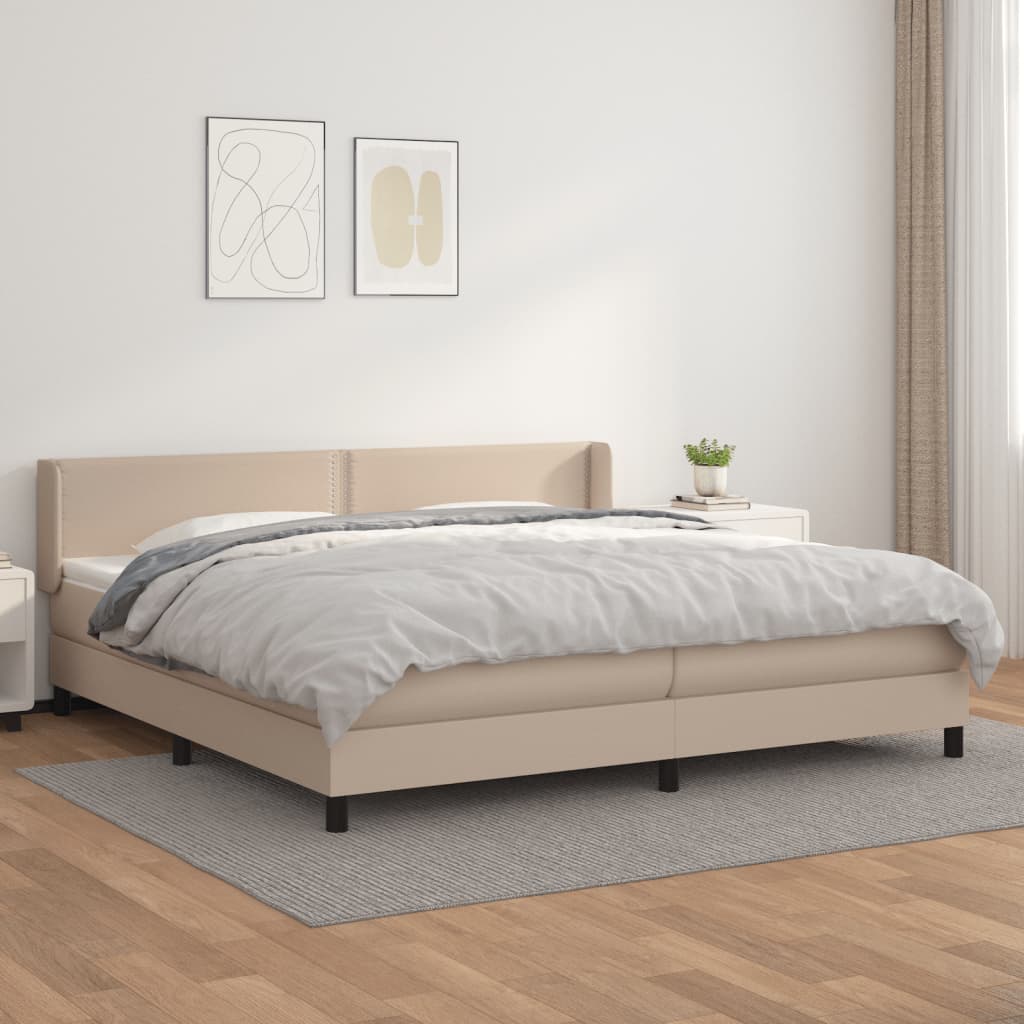 Boxspringbett Mit Matratze -Braun 90X200Cm Kunstleder Cappuccino
