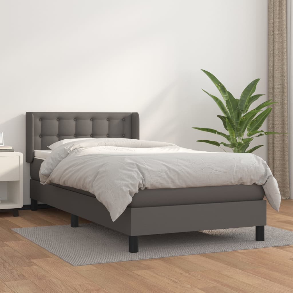 Boxspringbett Mit Matratze Kunstleder Grau