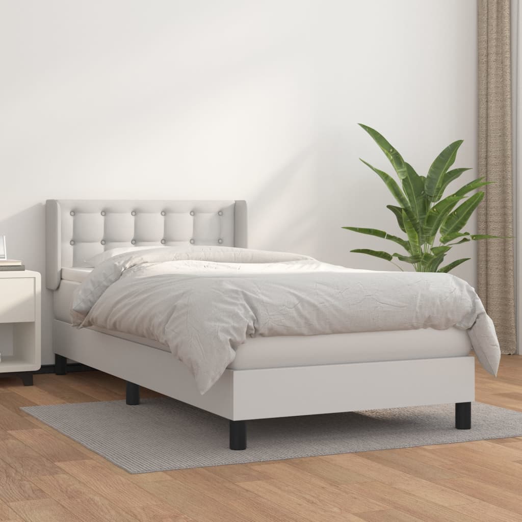 Boxspringbett Mit Matratze Kunstleder Weiß