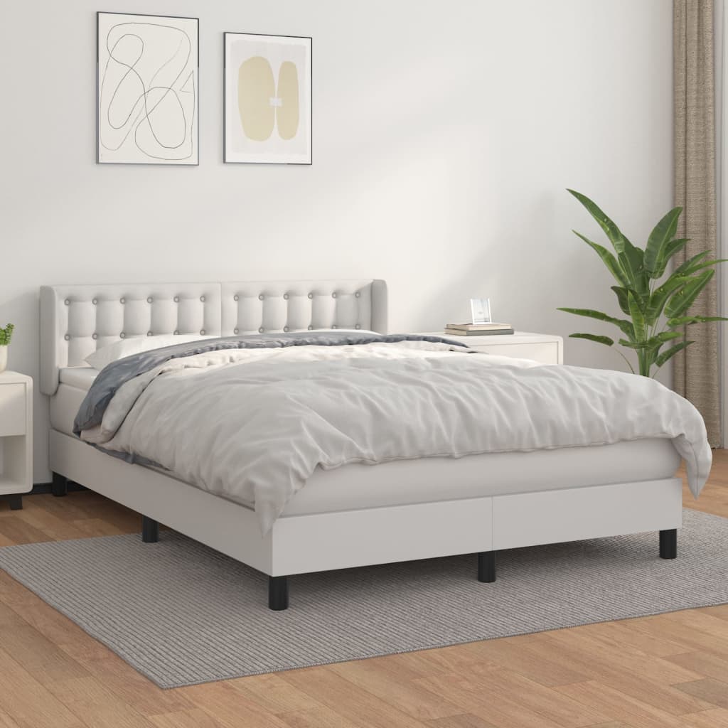 Boxspringbett Mit Matratze Kunstleder Weiß