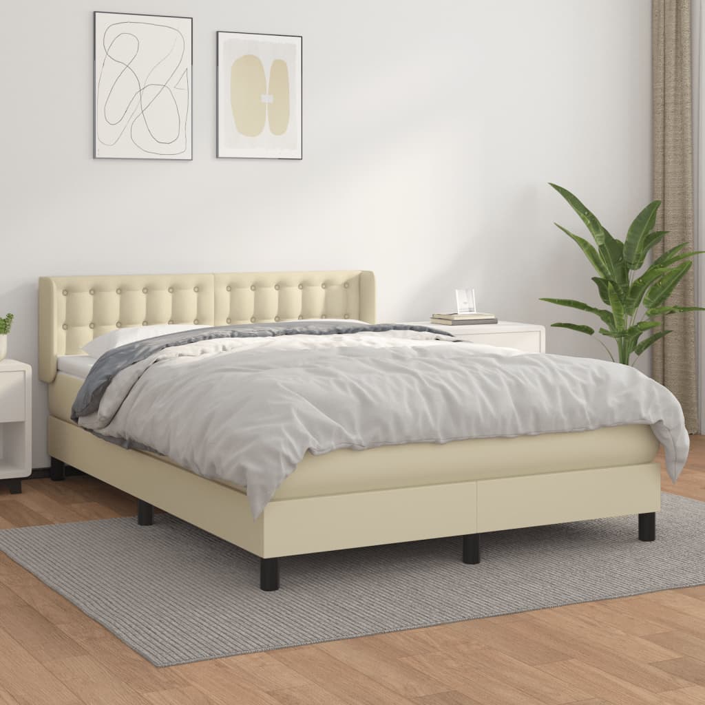 Boxspringbett Mit Matratze Kunstleder Creme