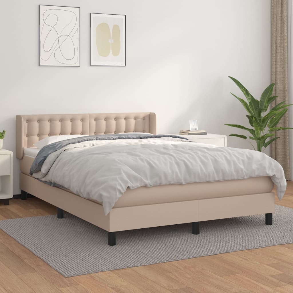 Boxspringbett Mit Matratze -Braun 90X200Cm Kunstleder Cappuccino