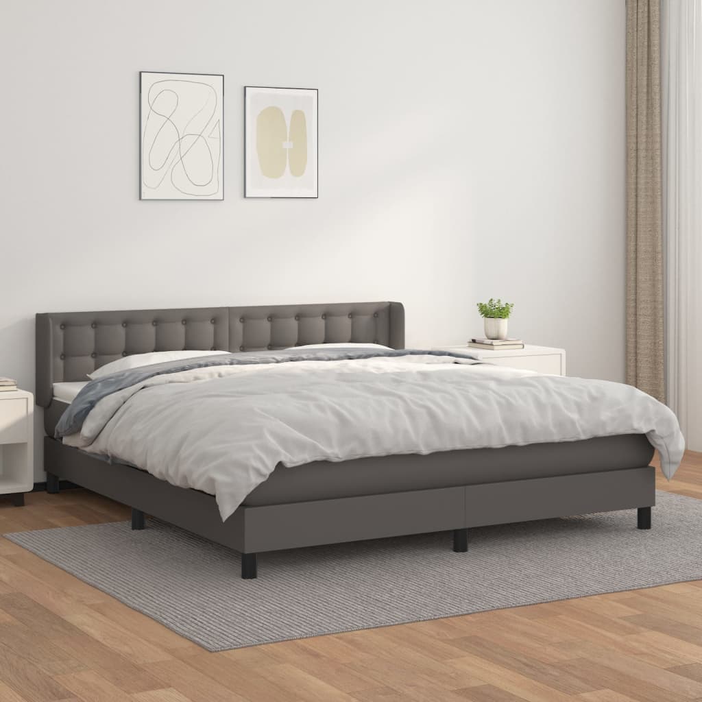 Boxspringbett Mit Matratze Kunstleder Grau