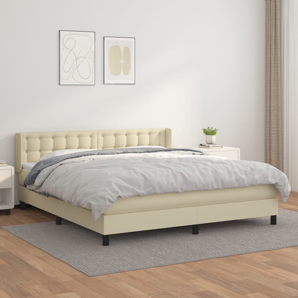 Boxspringbett Mit Matratze Kunstleder Creme