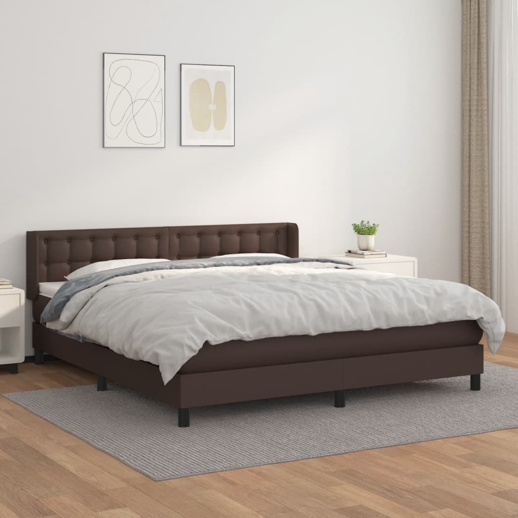 Boxspringbett Mit Matratze Kunstleder Braun