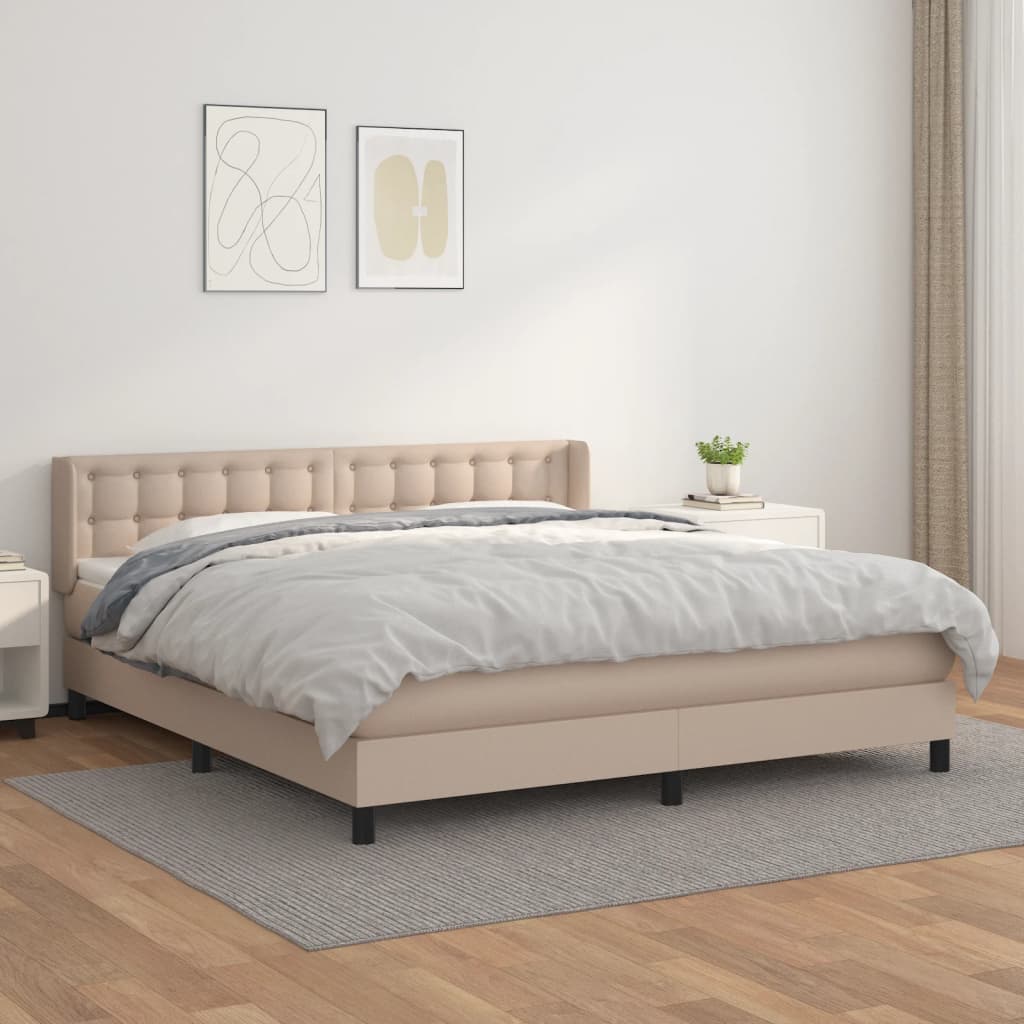 Boxspringbett Mit Matratze -Braun 90X200Cm Kunstleder Cappuccino
