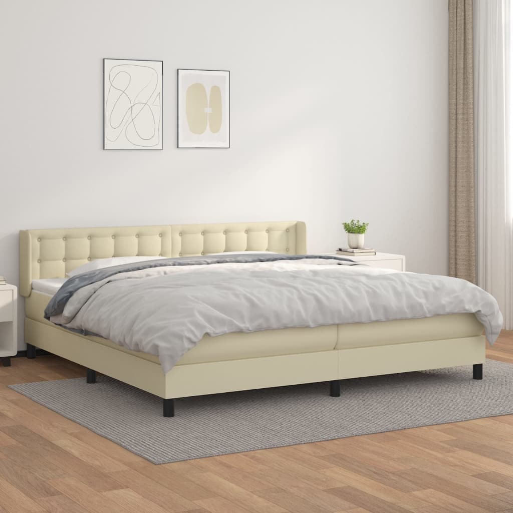 Boxspringbett Mit Matratze Kunstleder Creme