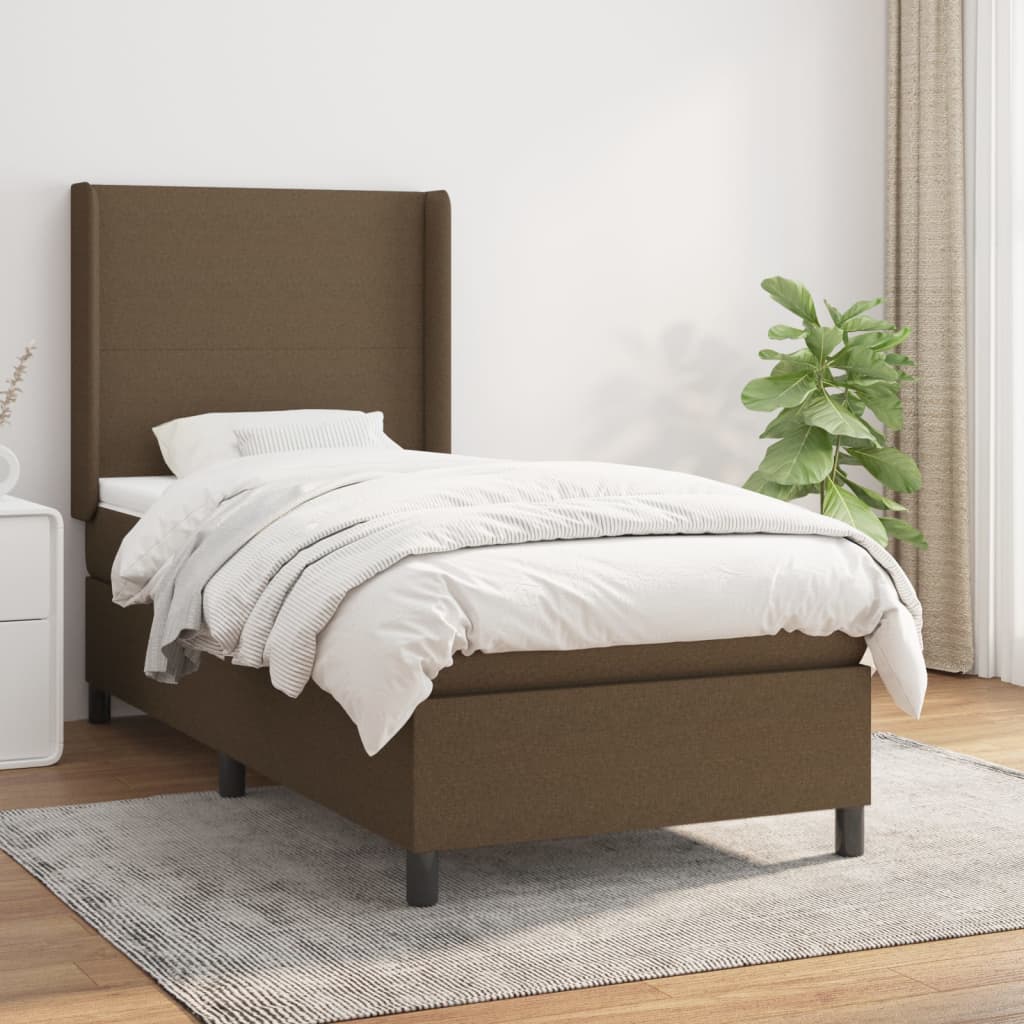 Boxspringbett Mit Matratze Stoff Dunkelbraun