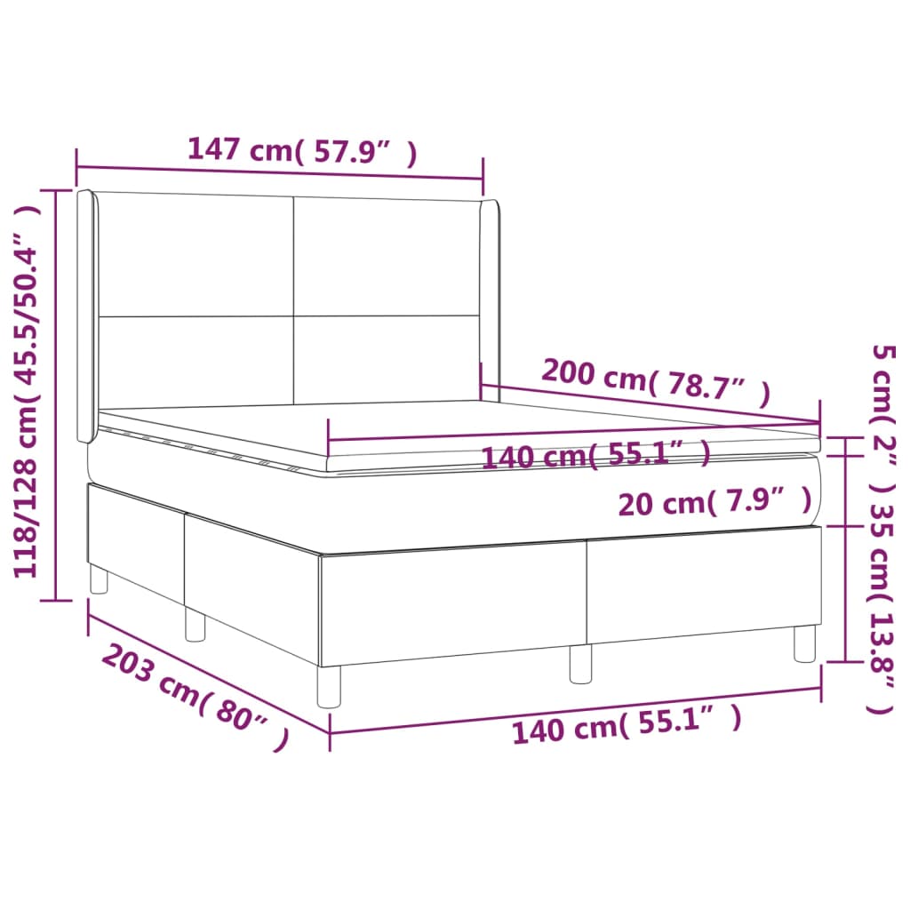 Boxspringbett Mit Matratze Stoff Dunkelbraun
