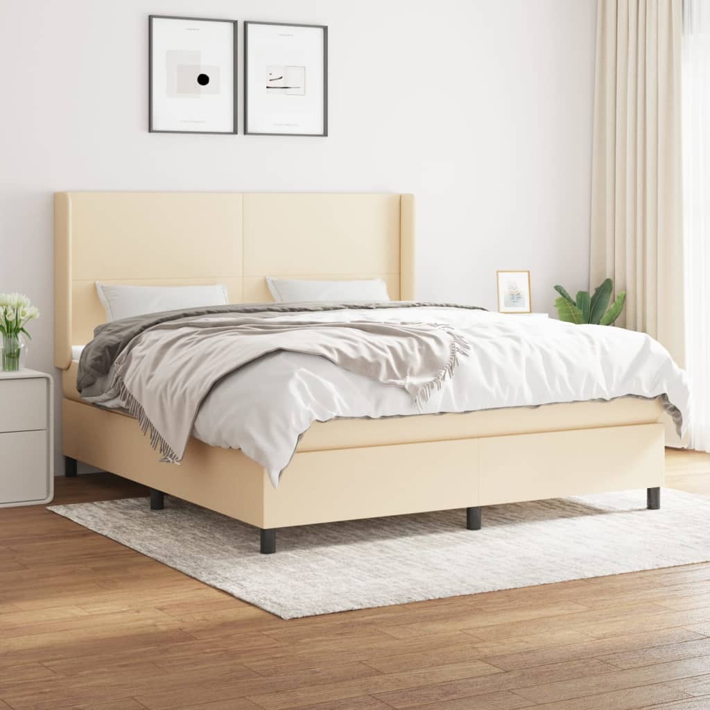 Boxspringbett Mit Matratze Stoff Creme