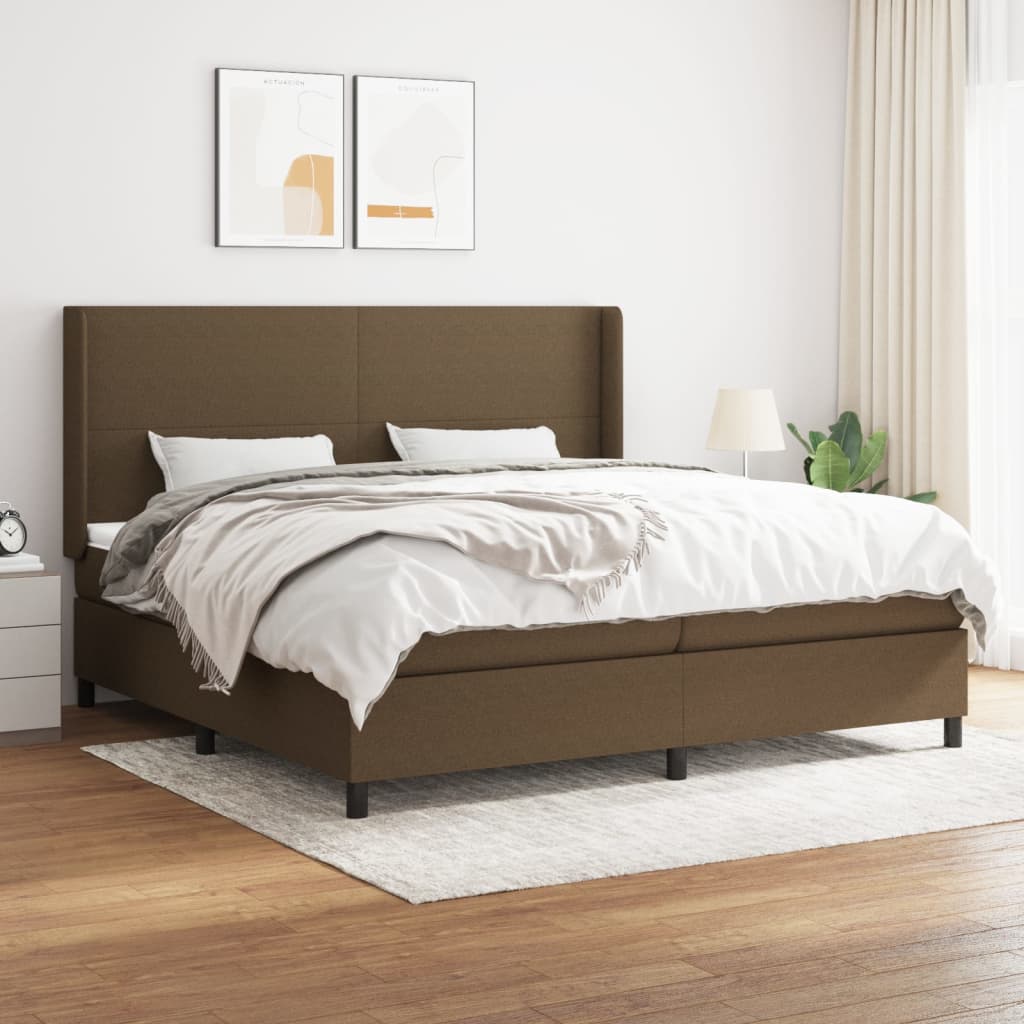 Boxspringbett Mit Matratze Stoff Dunkelbraun