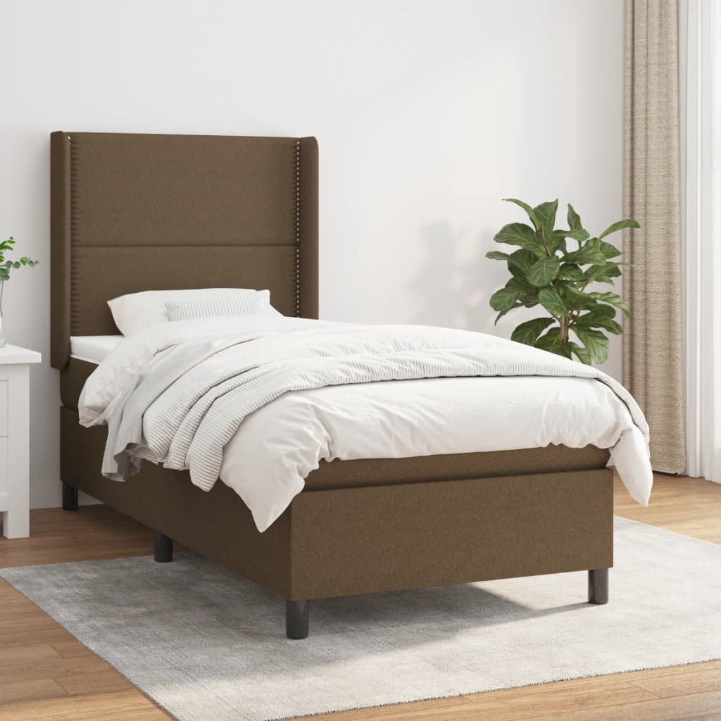 Boxspringbett Mit Matratze Stoff Dunkelbraun